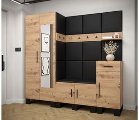Előszobabútor Amanda 13 (artisan tölgy + fekete öko-bőr). 1085973