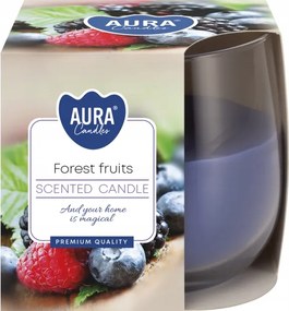 Illatgyertya üvegben, erdei gyümölcs illattal