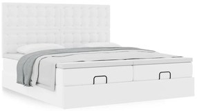 Ottomán ágykeret matracokkal tiszta fehér 180x200cm műbőrrel