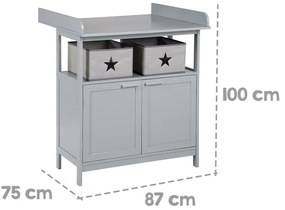 Szürke gyerek komód pelenkázó feltéttel 87x100x75 cm Hamburg – Roba