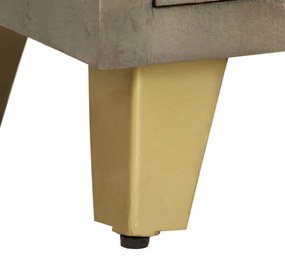 szürke tömör mangófa TV-szekrény sárgarézzel 110x30x48 cm