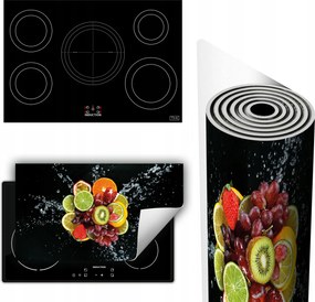 Vinil Tűzhelyvédő Szőnyeg Asztallap 90x52 fekete gyümölcs