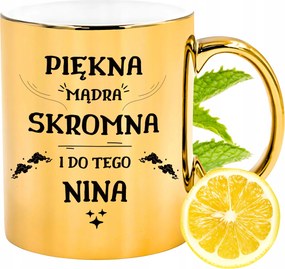 Prémium Arany Csillogó Bögre Nina Ajándék Nyomtatott Fotóval