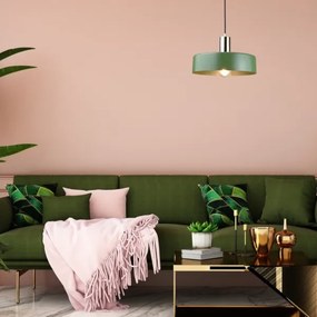 Csillár zsinóron HAKI 1xE27/60W/230V zöld/fekete/fényezett króm