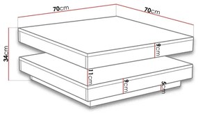 Kávésasztal NENANI 34x70 cm szürke/tölgy wotan