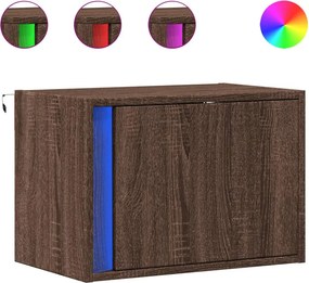 vidaXL 2 db barna tölgy színű éjjeliszekrény LED-világítással