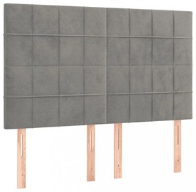 világosszürke bársony LED-es fejtámla 144x5x118/128 cm