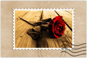 Poszterek 120x80 Rózsa szépia deszkákon