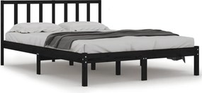 vidaXL King Size fekete tömör fenyőfa ágykeret 150 x 200 cm