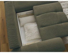 Khaki buklé kinyitható-tárolóhelyes sarokkanapé (jobb oldali-heverő résszel) Roxelane – Bobochic Paris