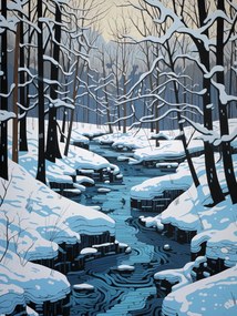 Poszter 15x20cm Folyó a téli időszakban