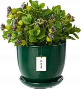 Kerámia kaspó 30x25 cm bultel állvány zöld