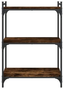 3 szintes füstös tölgy színű szerelt fa könyvespolc 60x30x86 cm