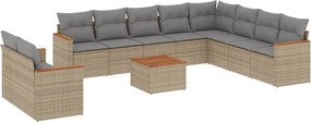 vidaXL 11részes vegyes bézs polyrattan kerti ülőgarnitúra párnákkal