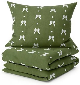 Mikroflanel ágyneműhuzat WHITE BOW zöld Ágyneműhuzat mérete: 70 x 90 cm | 140 x 200 cm