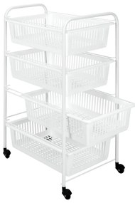 India gurulós tároló állvány 4 kosárral, hosszúság 35 cm - Metaltex
