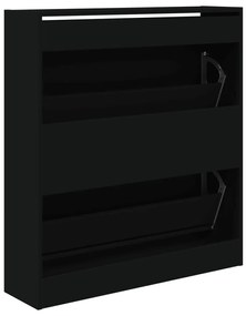 fekete szerelt fa cipőszekrény 80 x 21x 87,5 cm