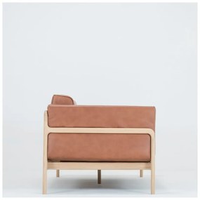 Fawn konyakbarna kanapé bivalybőrből, tömör tölgyfa szerkezettel, 180 cm - Gazzda