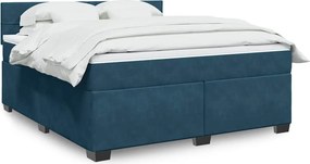 vidaXL kék bársony rugós ágy matraccal 180 x 200 cm