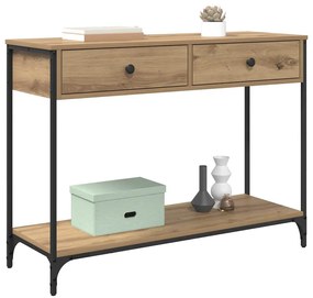 vidaXL Konzolasztal fiókkal Artisan tölgy 100 x 34,5 x 75 cm Faanyag