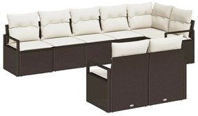 vidaXL Kanapé Szett 8 pcs Barna polirattan