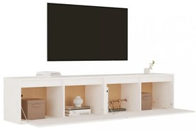 2 db fehér tömör fenyőfa faliszekrény 80 x 30 x 35 cm