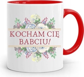 Piros Bögre Nagymamáknak Szeretlek Nagymama Nyomtatott Fotóval