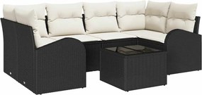 vidaXL Kerti Kanapé Szett Fekete 55 x 55 x 37 cm polirattan