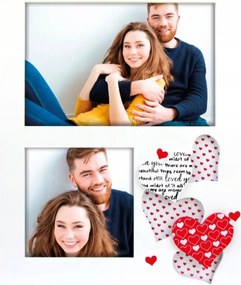 Fa képkeret két képhez 9x9 10x15 fehér családi szerelmes ajándék