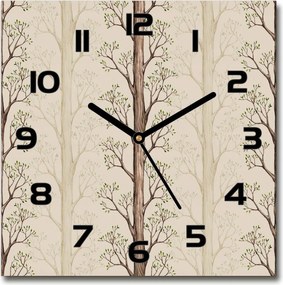 Üveg falióra szögletes Fák 30x30 cm