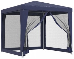 kék HDPE rendezvénysátor 4 hálós oldalfallal 2,5x2,5 m