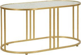 Fehér-aranyszínű dohányzóasztal üveg asztallappal 50x90 cm Antalia – Mauro Ferretti