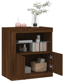 barna tölgy színű tálalószekrény LED-világítással 60,5x37x67 cm