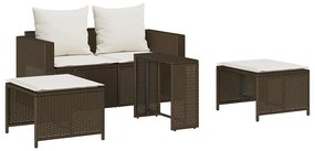 5 részes polyrattan kerti kanapé garnitúra párnákkal stackable