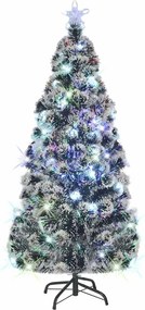 vidaXL száloptikás megvilágított karácsonyfa állvánnyal és LED-es 210 cm