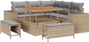 vidaXL Kerti Kanapé Szett párnával 8 pcs Beige és Világosszürke