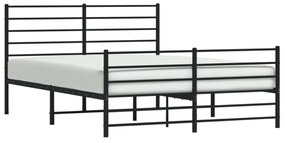 fekete fém ágykeret fej- és lábtámlával 135 x 190 cm