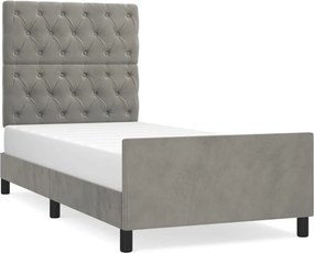 vidaXL világosszürke bársony ágykeret matrac nélkül 80x200 cm