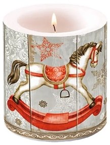 Karácsonyi Átvilágítós Gyertya - Rocking Horse - 8x7,5 cm