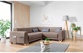 Barna kinyitható-tárolóhelyes sarokkanapé (jobb oldali-L alakú) Classy Sophie – Miuform