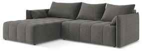 Sötétszürke kinyitható-tárolóhelyes sarokkanapé (bal oldali-heverő résszel) Moku – Makamii