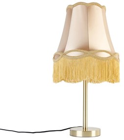 Klasszikus asztali lámpa sárgarézzel és Granny árnyékolóval aranyban 30 cm - Simplo