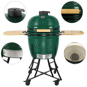 Kerámia faszéngrill oldalpolcokkal, 46 cm ráccsal