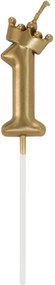 Arany Champagne Crown 1-es számgyertya, tortagyertya 6 cm
