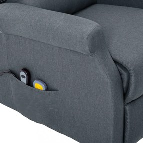 világosszürke szövet felállást segítő masszázsfotel