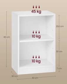 CUSTOS nyitott rekeszes éjjeliszekrény, állítható polccal, felhőfehér