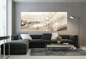 Fotótapéta flizelina pitypangok és pillangók bézs finomság 250x104 +ragasztó