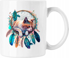 Boho Macska Toll Bögre Művészet 1 Fehér 330ml