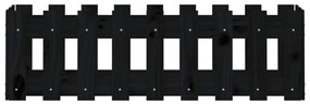 fekete tömör fenyőfa kerti magaságyás kerítéssel 100x30x30 cm
