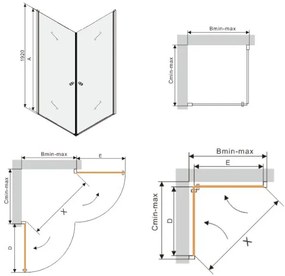 Mexen Pretoria DUO zuhanykabin 60x90cm, 6mm üveg, króm profil-átlátszó üveg, 852-060-090-02-00